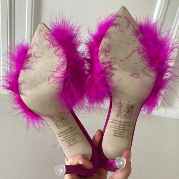 NWOT Jeffery Campbell Free People Lily Pointed Toe Feather Heels Pink Sz 6 - Picture 7 of 8